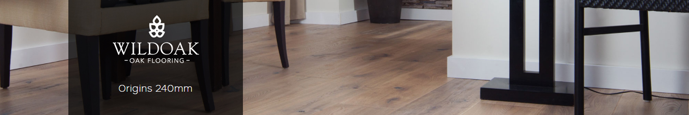 Origins 240mm engineered timber flooring by Wildoak, showcasing natural wood grain and warm tones in a modern interior setting.