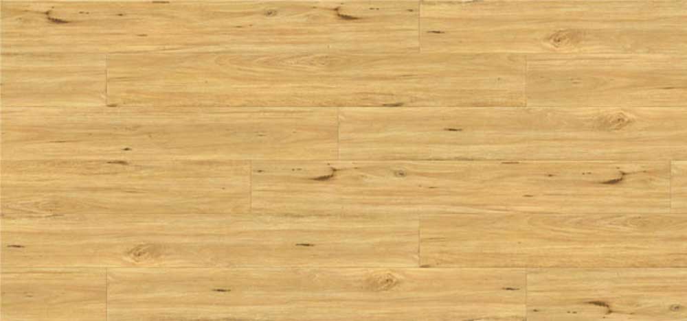 Hybrid vinyl flooring planks in a light wood finish, showcasing natural grain patterns, featured on Lux Flooring's product page.