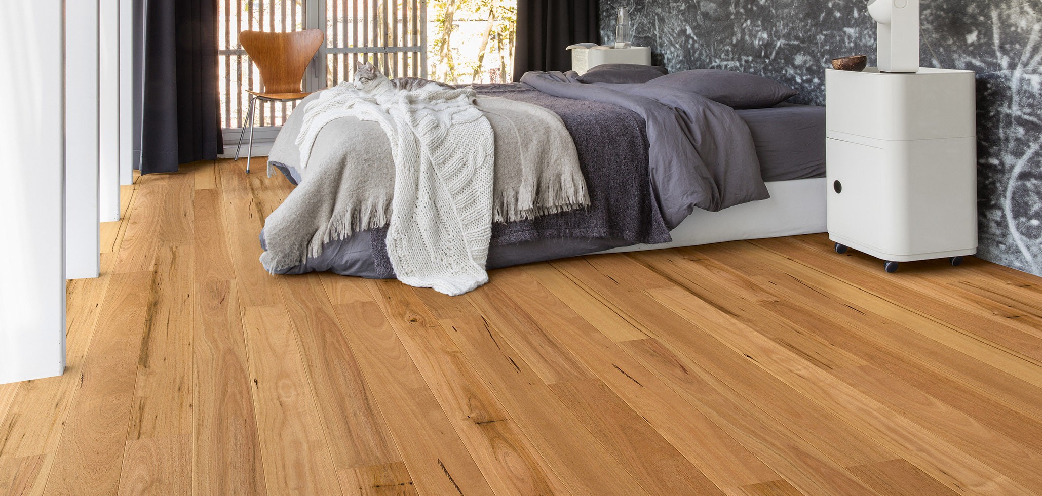 Amato Blackbutt engineered timber flooring bedroom Northern Beaches