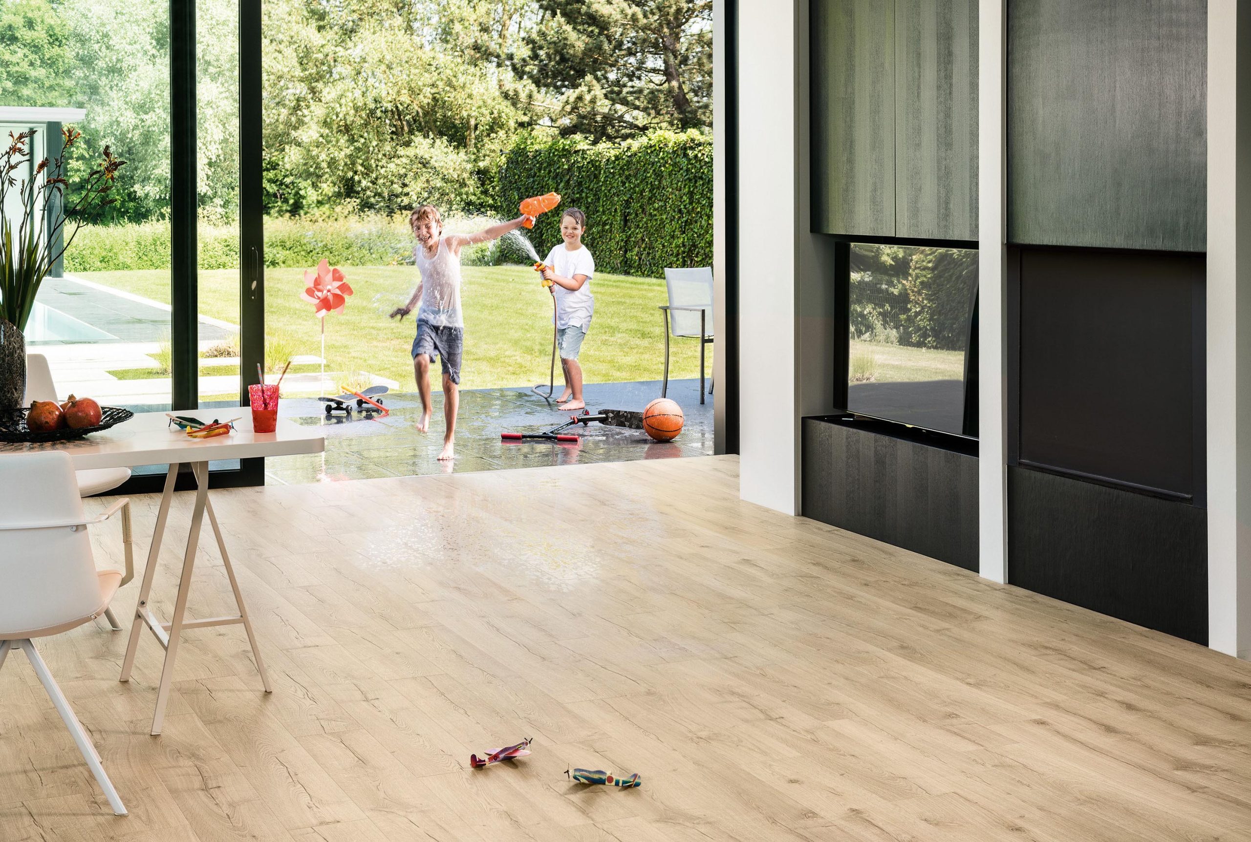 Premium flooring on the Northern Beaches - modern living room with timber-look flooring